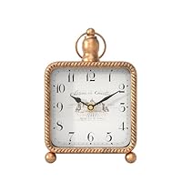 ChimeTide Vintage Gold Table Clock on Stand, Desk and Shelf Decor Clock, French Rustic Style Mantel