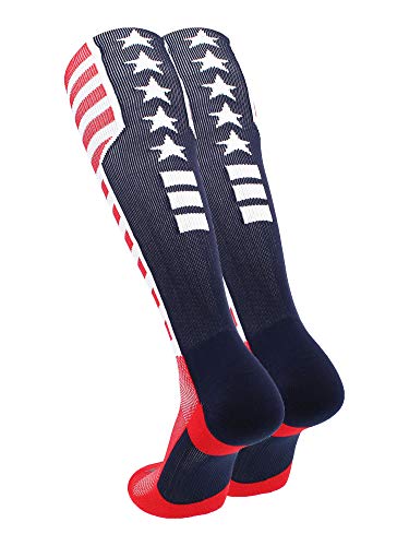 Tck Elite Usa Flag Patriot Red White Blue Basketball Football Knee High Socks (Large) #TOP1