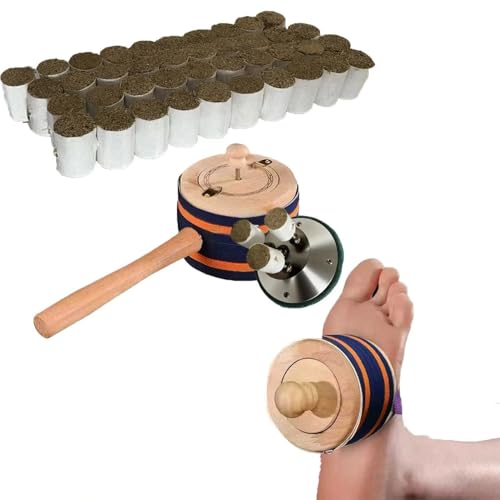 Traditional Moxa Stick Burner Kit 40 Herbal Moxa Sticks Included Portable Wooden Moxibustion Holder No Electricity NeededAuthentic Heat Therapy for Relaxation & Acupoint Massage at Home
