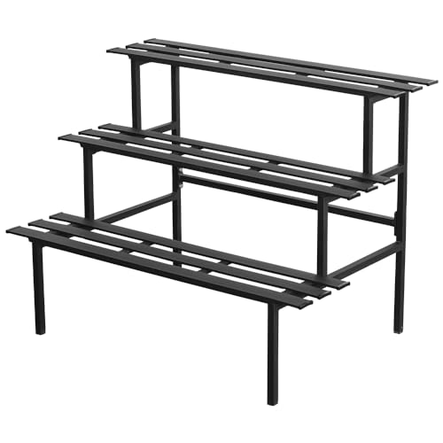 DHYGOTFUR Versatile 3-Tier Metal Plant Stand, Ladder Designed, Heavy-Duty Utility Storage Rack for Indoor & Outdoor Use, Decorative Plant Display for Home, Garden, Patio, and Balcony.