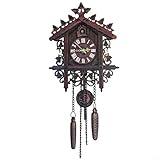 ZiStarlilife Vintage Cuckoo Wall Clock, Handcrafted Tree House Swing Design, With Roman Numerals, Quiet MDF Home Decor, For Bedroom Office Study(CML-001)