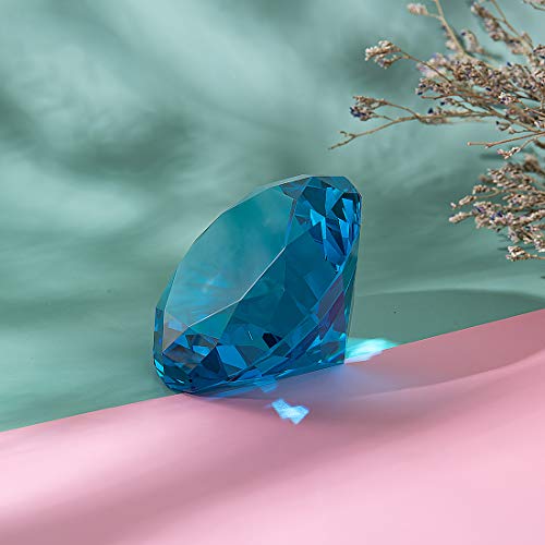 LONGWIN 60mm (2.4") Crystal Faceted Diamond Paperweight Wedding Favor Home Decor (Light Blue, 60mm)