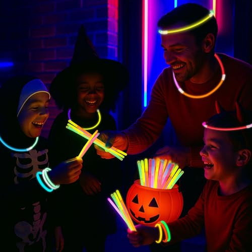 3 otters 100PCS Glow Sticks, 8 Inch Glow in the Dark Party Favors Halloween Party Supplies Light Up Sticks for Kids Adults Birthday Decorations - Image 5