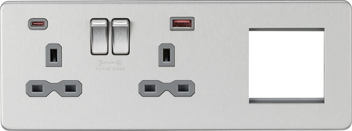 Prise sans vis 13 A 2 G DP double murale charge rapide USB pour bureau