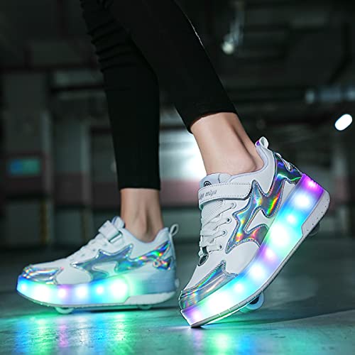BFOEL Kids Roller Skates Light up Shoes with Double Wheel Shoes LED USB Charging Roller Sneakers for Girls Boys Birthday Christmas Day Best Gift4