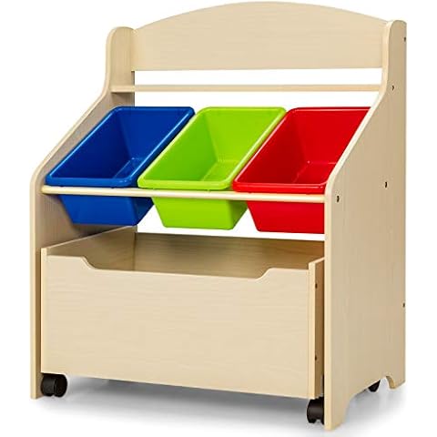 LIFEZEAL Estantería para Juguetes con 3 cubos de plástico Cover