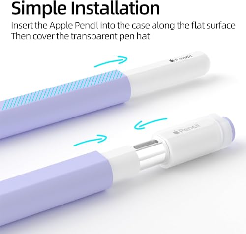 Image of Pencil Case for Apple Pencil (USB-C) 3rd Generation Silicone Protective Cover Sleeve, Supports Magnetic Attachment 3rd Gen (Light Purple)