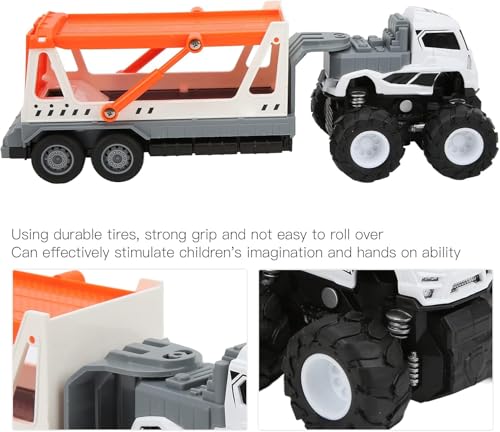 Image of Friction Powered Car Transport Truck Toys for Kids Boys Girls 1:43 Die Cast Metal Model Double Deck Tow Truck Miniature Trailer Toy Pull Back Vehicle (Multicolor, Pack of 1)