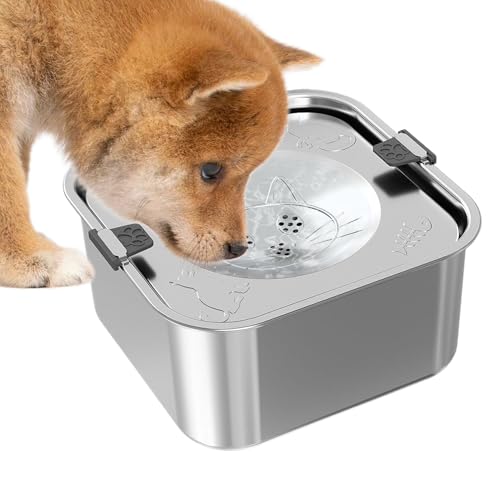 Moreeulsi 大型犬用ウォーターボウルディスペンサー | ステンレス製大容量ペット給水器,子犬 フレット 老犬 家庭 庭 ケージ 旅行 キャンプ パティオ 車 農場 屋外