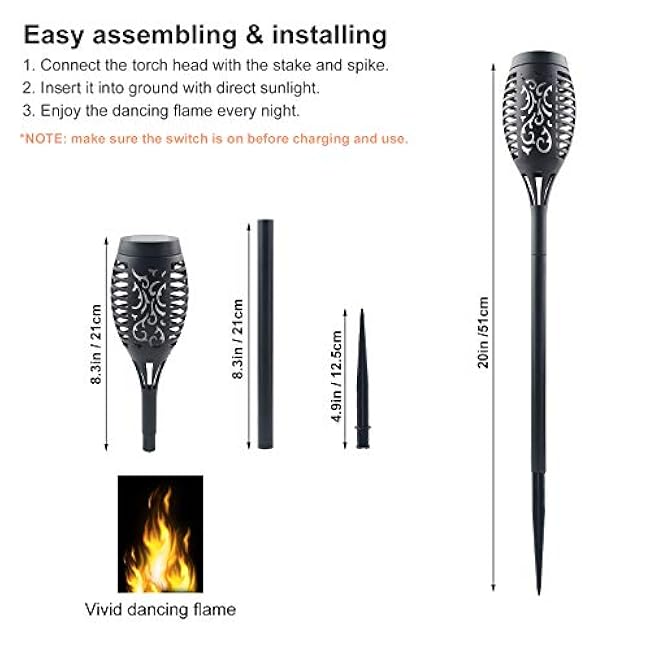 16 Pack Upgraded Solar Lights Outdoor, Mini Solar Torch Lights with Flickering Flames, Waterproof Landscape Decoration Dancing Flame Lights for Garden Pathway Yard, Auto On/Off Dusk to Dawn