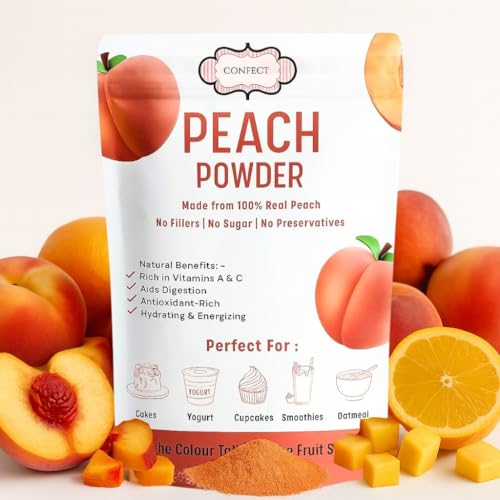Image of Confect Peach Fruit Powder | Pure & Natural Fruit Powder for Smoothies, Baking, Beverages, Juices, Tea & DIY Recipes | Vegan, Gluten-Free, No Added Sugar - 150 Gms