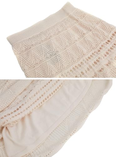 Women's Crochet Knitted Stretchy High Waist Hollow Out Lined Lace Maxi Skirt4