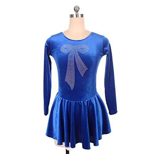 Vestidos de patinação artística, Veludo brilhante strass manga longa ginástica conjunto de roupa de