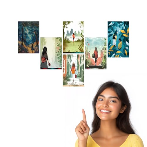 Image of SiddArtify Enchanted Forest - Cityscape Journey Art Print Set - Set of 2-4x6 Inch - Board (Pack of 6) - Sticker (Pack of 6) Wall Room Decoration art Poster Prints