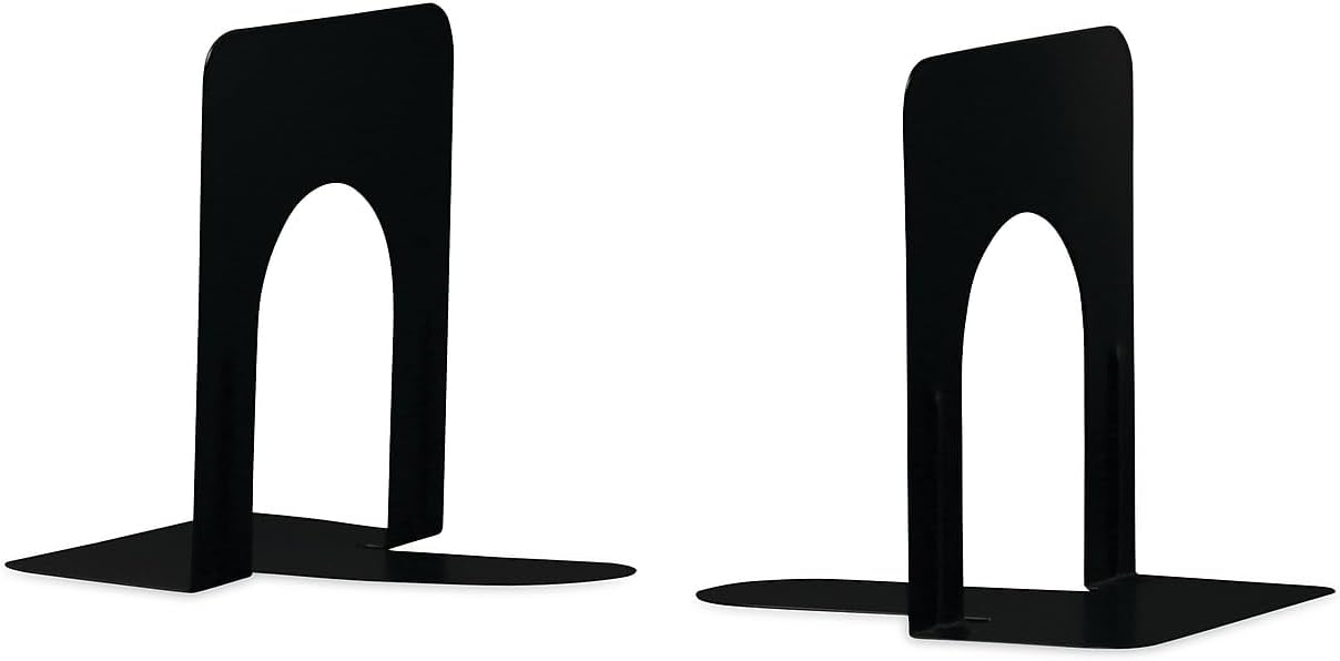 Universal UNV54055 Economy Bookends Nonskid 4-3/4" x 5-1/4" x 5" Heavy Gauge Steel 1 Pair, Black