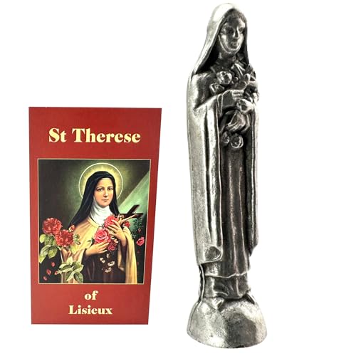 Estatua de bolsillo de San Teresita en metal italiano miniatura miniatura 1