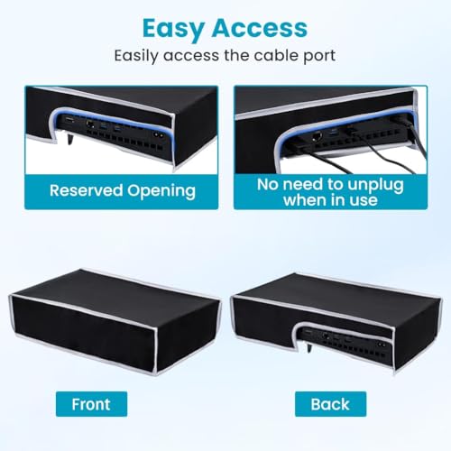 Image of New World Horizontal Dust Cover for PS5 Slim , Oxford Cloth Anti-Scratch Backend Cutaway Design Protective Case for PlayStation 5 Slim Console Digital and Disc Edition- Black