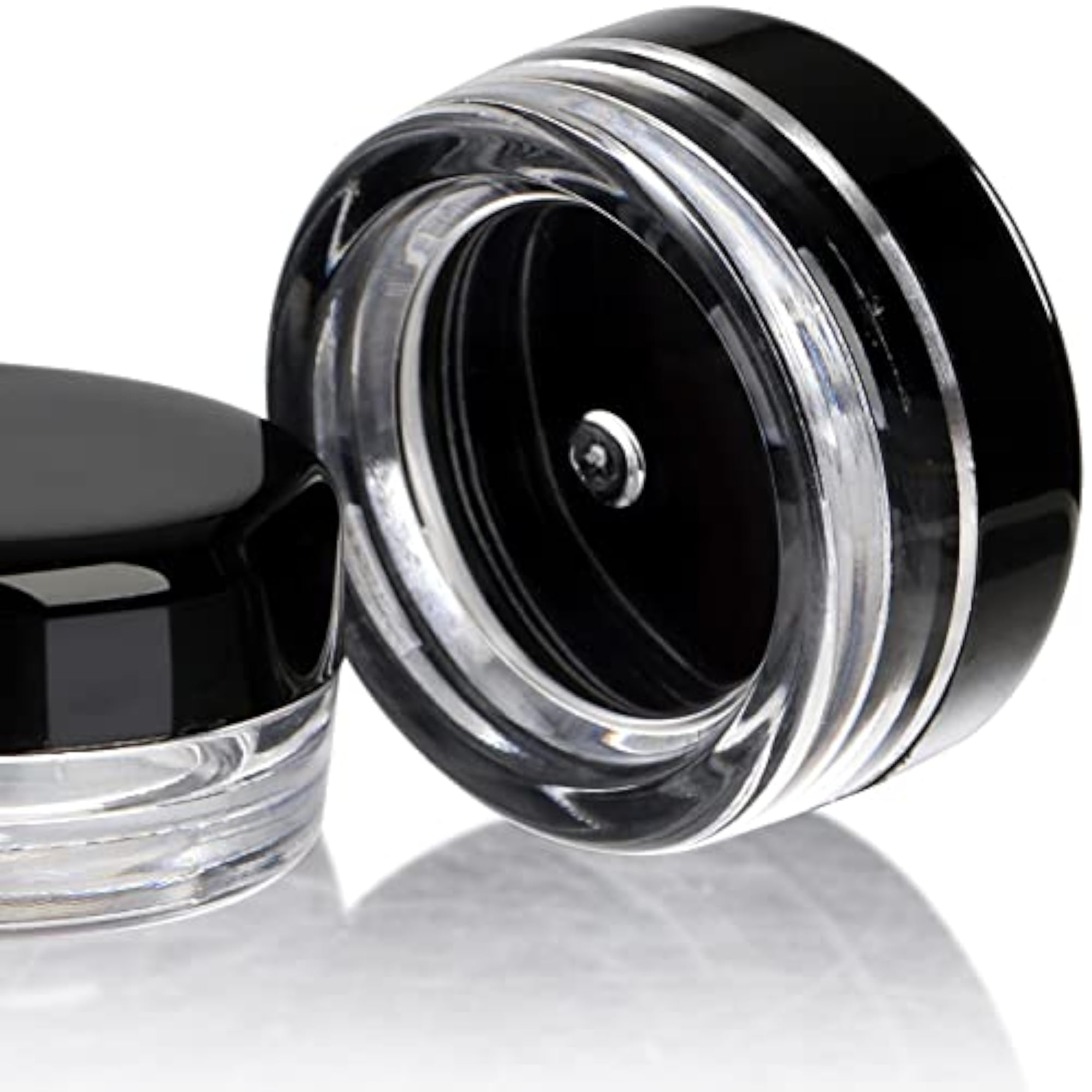 120 Pieces Clear Plastic Jars with Black Lids, 3 Gram