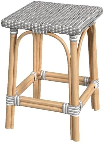 Butler Specialty Company Riviera Square 24" H Rattan Counter Stool - Gray/White