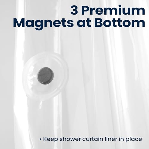 Image of downluxe Shower Curtain Liner, PEVA Plastic Shower Liner with 3 Magnets, 72 inch x 72 inch Waterproof Bathroom Curtain, 8G Clear with Suction Cups, 1 Pack