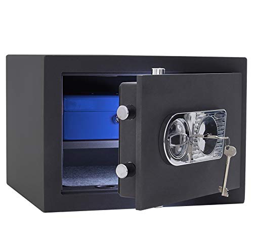 SafeHero Möbeltresor Klasse 1 EN 1143-1 Secureo Falcon 2 | H300xB420xT390 mm | 38 kg | Schlüsselschloss | Feuerfalz für Basis-Feuerschutz | Platz für