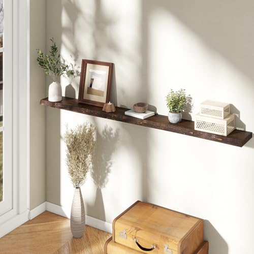 Image of Fun Memories 72 inch Elm Wood Floating Shelves for Wall, Walnut Finish, 1 Pack