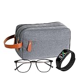 Bolsa de afeitado Oxford 300D impermeable de 9.84 pulgadas con asa divisora, bolsa de viaje, organizador de artículos de tocador para hombres, cosméticos, estuche portátil y uso diario