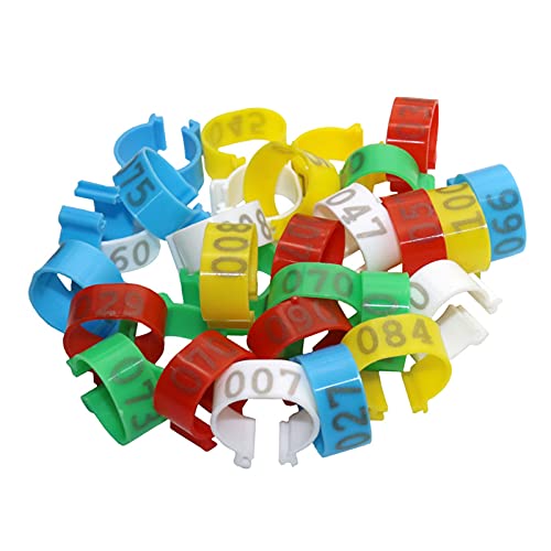 Anillas para aves pollos y patos anillos de plástico de 16mm con marcador numerado verde 5