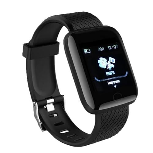 Bewinner 116 Más Reloj Inteligente para Niños, Rastreador de Fitness de Pantalla TFT de 1.3 Pulgadas, Reloj Inteligente con Recordatorio de Mensajes Bluetooth, IP67 Impermeable, Contado (Black)