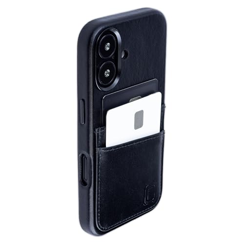 Funda para iPhone 16 con placa de metal integrada para soportes magnéticos y doble tarjetero