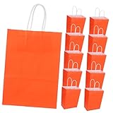 LOORGVEL 25 piezas Bolsas de Papel Kraft Pequeñas con Asas Resistentes de Unidades para Regalos y Aperitivos Fiestas Bodas Showers y Celebraciones Diseño Compacto Color Naranja