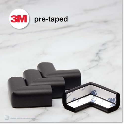 Image of Roving Cove Slimfit Corner Protector for Baby Proofing (8 Small Corners), Soft Rubber Foam Furniture Corner Bumper Guards, 3M Adhesive Pre-Taped, Onyx Black