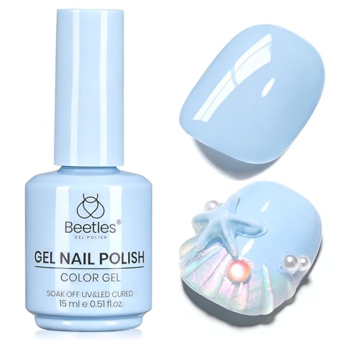 Beetles Blue Gel Polish, 15ML Milky Blue Gel Nail Polish