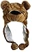 Plush Faux Fur Animal Critter Hat Cap - Soft Warm Winter Headwear - Short with Ear Poms and Flaps & Long with Scarf and Mittens available (Brown Bear - Short)