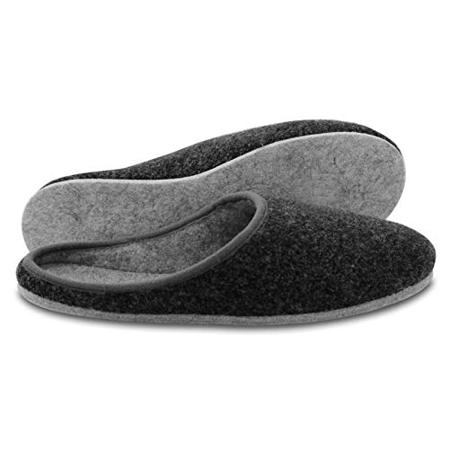 OLShop AG Herren Anthrazit Filz Pantoffeln mit Filzsohle Gr. 43