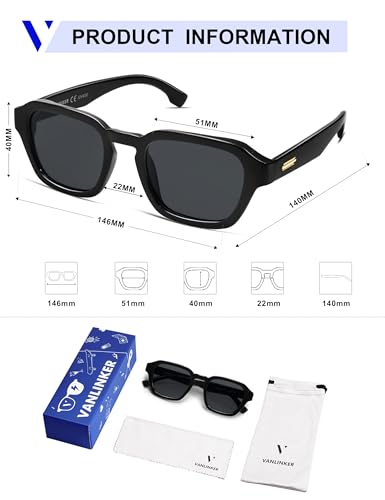 Image of VANLINKER Retro Vintage Polarized Trendy Small Square Sunglasses for Women Men 2025 Fashion Shades VL9858