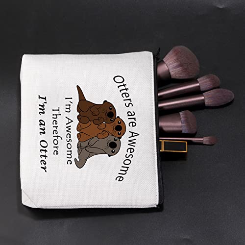 Image of JNIAP Funny Otter Cosmetic Bag Otter Lover Gift Otters Are Awesome I'm Awesome Therefore I'm An Otter Makeup Zipper Bag (Otters bag)