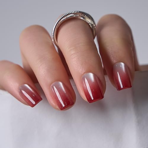 Image of CurvLife Soft Gel Square Press-On Nails Short, Reusable Fake Nails with Glue & Adhesive Tabs, 30PCS Salon-Quality Stick-On Nails for At-Home Manicure (Champagne Dusk)