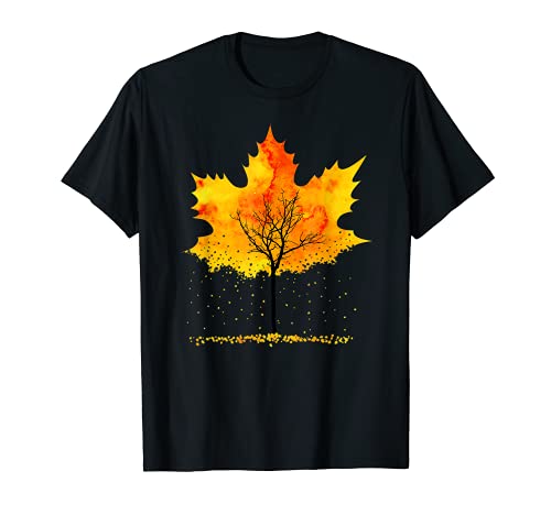 Maple Tree Falling Leaves Autumn Fall Season T-Shirt Maple Tree Falling Leaves Autumn Fall Season T-Shirt