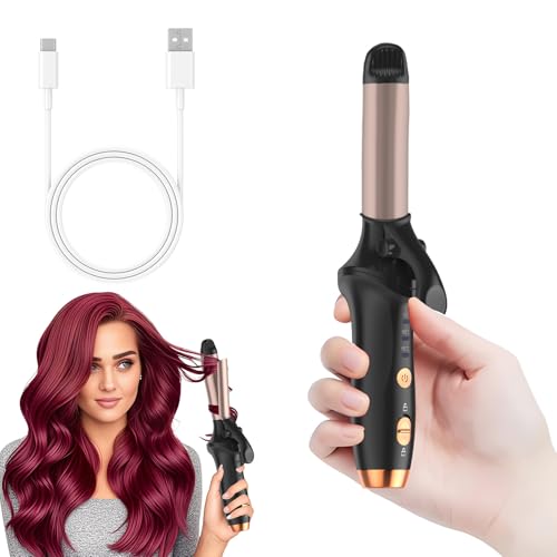 Image of Cordless Curling Iron Hair Curler 40 Mins Use Time Portable Ceramic Travel Curling Iron