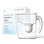 Clearly Filtered No.1 Filtered Water Pitcher/Updated Model/Targets 365+ Contaminants e.g. Fluoride Chlorine PFAS Microplastics Lead Arsenic BPA/BPS Free (Pitcher Includes 1 Filter)