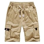 APTRO Shorts Mens Shorts Cargo Shorts Combat Work Summer Cotton Casual Multi Pocket Knee Length Elastic Shorts 901 Khaki XL