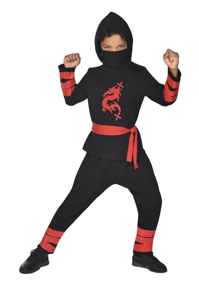 amscan 9910931 - Kids Black Ninja Warrior World Book Day Fancy Dress Costume with Mask Age: 4-6 Yrs