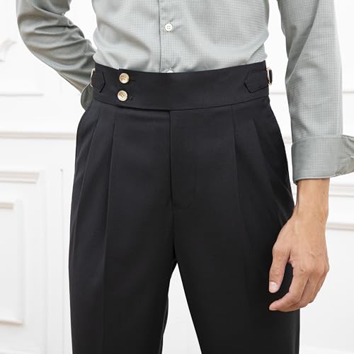 Men's Classic Gurkha Naples Italian Old Money Style Pants No Belt Required High Waist Dress Pants2