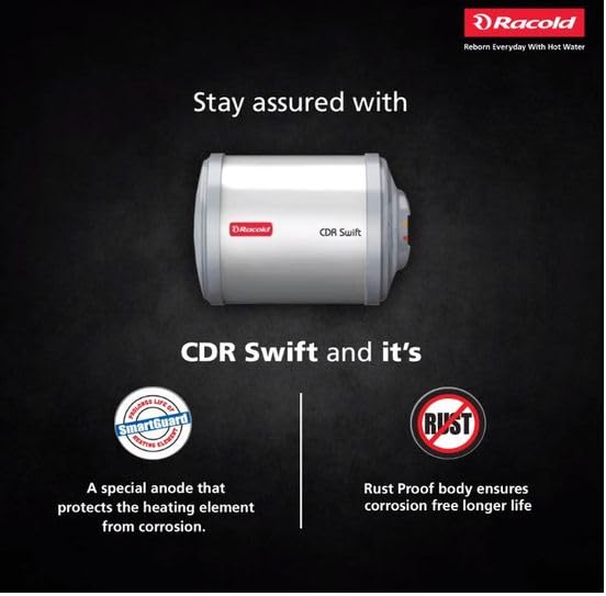 Buy Racold CDR Swift 6ltr Horizontal BEE 4 Star Storage Water  Heater(Geyser) with Free Standard Installation u0026 pipes | Rust Proof Body|  Online at Low Prices in India - Amazon.in