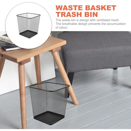 Image of GANAZONO Black Mesh Square Trash Cans, Waste Basket with Open-Top for Office, Home, Kitchen