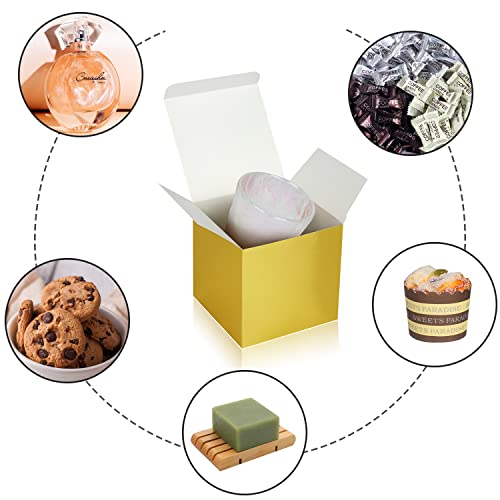Doyide 50 Pack Small Gift Boxes, 4X4X4 Favor Boxes Gold Paper Gift Boxes With Lids For Presents, Crafting, Cupcake Boxes, Gifts, Candy Boxes For Wedding Party Bridal Shower Baby Shower Favors #TOP3