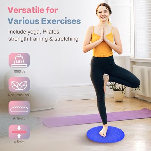 Image of kisnbld Wobble Cushion, Extra Thick Wiggle Seat for Sensory Kids, Non-slip Balance Disc with Inflation Pump for Adults Core Strength, Posture Improvement & Physical Therapy (13.5in /34cm)