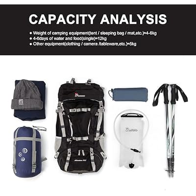 MOUNTAINTOP 70L Internal Frame Backpack Camping Backpacking Hiking Backpack for Men Women with Rain Cover