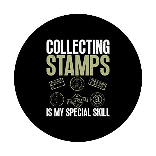 Collecting Stamps Special Skill Stamp Collector Graphic PopSockets Swappable PopGrip, Black - Image 3